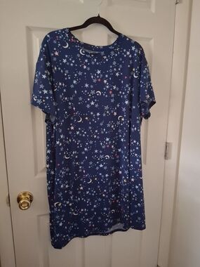 Women's Star & Moon Nightgown Pajama - Navy Blue
